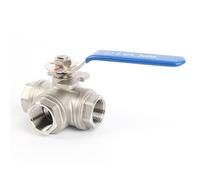 U.S. Solid Robinet à boisseau sphérique 3 voies 3/4" - Vanne à bille manuelle DN20 acier inoxydable 304 filetage G, tampon de montage en T