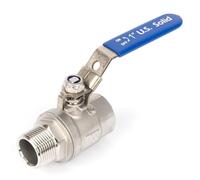 U.S. Solid Robinet à Boisseau Sphérique DN25 1" Acier Inoxydable 304 - Mâle x Femelle, Port Complet, 1000 WOG pour Eau, Huile et Gaz, Filetage G