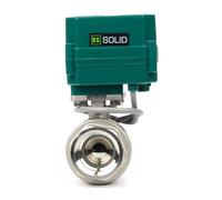 U.S. Solid Robinet à boisseau sphérique motorisé 1-1/4" - Robinet à boisseau sphérique électrique acier inoxydable avec port complet, 9-24 V AC/DC, retour automatique à 2 fils, normalement fermé
