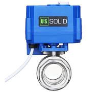 U.S. Solid Robinet à boisseau sphérique motorisé 1" - Acier inoxydable, avec fonction manuelle, port complet, 9-24 V AC/DC, 3 fils avec coupure positive