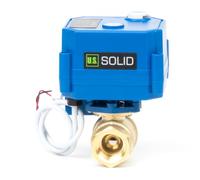 U.S. Solid Robinet à boisseau sphérique motorisé avec fonction manuelle - 1/2" laiton, passage complet, 85-265V CA, retour automatique à 2 fils, fermé hors tension (NC)