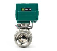 U.S. Solid Robinet à boisseau sphérique motorisé de 1-1/2” - Robinet à boisseau sphérique électrique en acier inoxydable avec port complet, 9-24 V AC/DC, retour automatique à 2 fils, normalement fermé