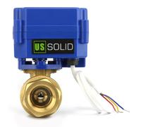 U.S. Solid Robinet à boisseau sphérique motorisé - Vanne à bille électrique en laiton 1”, port standard, 9-24 V AC/DC et 3 fils de rupture positive
