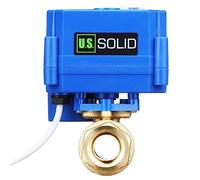 U.S. Solid Robinet à boisseau sphérique motorisé - Vanne à bille électrique en laiton G 1/2" avec fonction manuelle, port complet, 9-24 V AC/DC et configuration de rupture positive à 3 fils