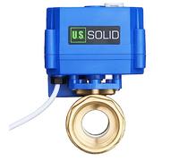 U.S. Solid Robinet à boisseau sphérique motorisé - Vanne à bille électrique laiton G 1", fonction manuelle, port standard, 9-24 V AC/DC, coupure positive 3 fils