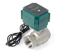 U.S. Solid Robinet à boisseau sphérique motorisé WiFi intelligent 1-1/4 pouces - Télécommande mobile acier inoxydable avec interrupteur manuel, connexion USB 5 V DC, filetage G