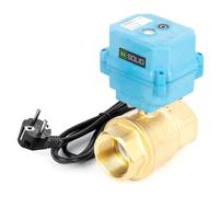 U.S. Solid Robinet à boisseau sphérique motorisée 1-1/2" avec prise 220 VAC DN40 en laiton, retour automatique, normalement fermé