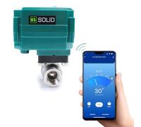 U.S. Solid Robinet motorisé connecté WiFi 1/2" - Acier inoxydable, app mobile + télécommande, interrupteur manuel, USB, pour arrosage & eau