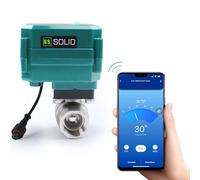 U.S. Solid Robinet motorisé connecté WiFi 3/4" - Acier inoxydable, app mobile + télécommande, interrupteur manuel, USB, pour arrosage & eau