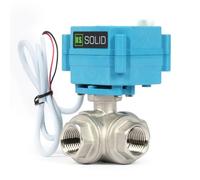 U.S. Solid Vanne 3 voies motorisée acier inoxydabl - 1/2", 110-230 V CA, type T, électrique de zone avec fonction manuelle, robinet d'arrêt d'eau, port standard
