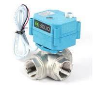 U.S. Solid Vanne 3 voies motorisée acier inoxydabl - 3/4", 110-230 V CA, type T, électrique de zone avec fonction manuelle, robinet d'arrêt d'eau, port standard