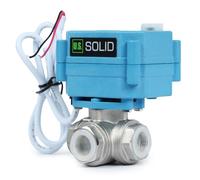U.S. Solid Vanne 3 voies motorisée acier inoxydable - electrique vanne de zone motorisée avec fonction manuelle - Robinet d'arrêt d'eau type L, port standard (3/8", AC110-230V)