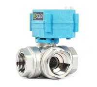 U.S. Solid Vanne 3 voies motorisée acier inoxydable - electrique vanne de zone motorisée avec fonction manuelle - Robinet d'arrêt d'eau type L, port standard (1", 9-24V AC/DC)