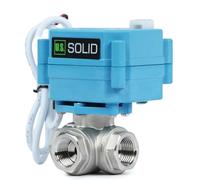 U.S. Solid Vanne 3 voies motorisée acier inoxydable - electrique vanne de zone motorisée avec fonction manuelle - Robinet d'arrêt d'eau type L, port standard (3/8", 9-24V AC/DC)