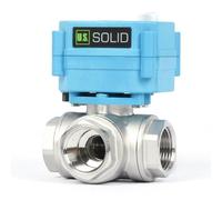 U.S. Solid Vanne 3 voies motorisée acier inoxydable - electrique vanne de zone motorisée avec fonction manuelle - Robinet d'arrêt d'eau type L, port standard (3/4", AC110-230V)
