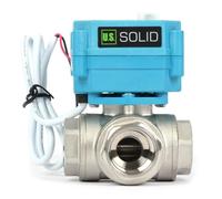 U.S. Solid Vanne 3 voies motorisée acier inoxydable - electrique vanne de zone motorisée avec fonction manuelle - Robinet d'arrêt d'eau type L, port standard (3/4", 9-24V AC/DC)