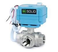 U.S. Solid Vanne 3 voies motorisée acier inoxydable - electrique vanne de zone motorisée avec fonction manuelle - Robinet d'arrêt d'eau type L, port standard (1/2", AC110-230V)