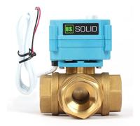 U.S. Solid Vanne 3 voies motorisée laiton - 1", 9-24 V AC/DC, type T, électrique de zone avec fonction manuelle, robinet d'arrêt d'eau, port standard