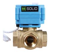 U.S. Solid Vanne 3 voies motorisée laiton - electrique vanne de zone motorisée avec fonction manuelle - Robinet d'arrêt d'eau type L, port standard (3/4", AC110-230V)