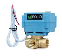 U.S. Solid Vanne 3 voies motorisée laiton - electrique vanne de zone motorisée avec fonction manuelle - Robinet d'arrêt d'eau type L, port standard (3/8", 9-24V AC/DC)