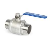 U.S. Solid Vanne à bille 1 1/2" DN40 - Acier inox 304, 2 voies, mâle x mâle, port complet