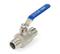 U.S. Solid Vanne à bille 3/4" DN20 - Acier inox 304, 2 voies, mâle x mâle, port complet