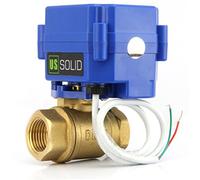 U.S. Solid Vanne à bille motorisée normalement ouverte - Vanne à bille électrique en laiton DN15 avec port complet, 9-24 V AC/DC et retour automatique 2 fils