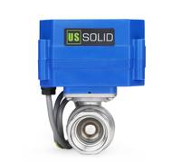 U.S. Solid Vanne à bille motorisée - Robinet à boisseau sphérique électrique en acier inoxydable de 1,9 cm avec port complet, 9-24 V CC et configuration à 5 fils, normalement fermé avec des voyants