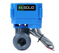 U.S. Solid Vanne à bille motorisée UPVC 1/2" - Vanne à bille électrique en plastique à passage complet, retour automatique à 2 fils, 9-36 V AC/DC, fermé sans courant
