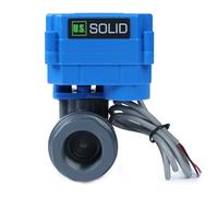 U.S. Solid Vanne à boisseau sphérique motorisée en UPVC de 1,9 cm - 9-36 V AC/DC - Vanne à boisseau sphérique électrique en plastique - Retour automatique 2 fils, normalement fermée, passage intégral