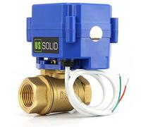 U.S. Solid Vanne à boisseau sphérique motorisée normalement ouvert- 3/4" laiton avec port standard, 9-24 V AC/DC et 2 fils de retour automatique