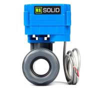 U.S. Solid Vanne à boisseau sphérique motorisée UPVC 1" - Vanne à bille électrique en plastique passage complet, retour automatique 2 fils, 9-36 V AC/DC, normalement ouvert