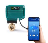 U.S. Solid Vanne motorisée connecté WiFi 1/2" - Laiton, contrôle à distance par app mobile, interrupteur manuel, connexion USB 5 V CC