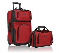 U.S. Traveler Ensemble de Bagages à Main Extensibles en Tissu Robuste Rio, Rouge, Set, Valise légère et Souple à roulettes de 50,8 cm