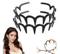U Shape Fashion Tooth Hair Comb Headband,High Cranium Head Bands for Women's Hair,Reversible Korean Headbands with Teeth,Zig Zag Wavy Teeth Non-Slip Plastic Hairs Band (Black*2, One Size)