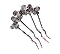 U Shape Hair Side Combs - 4 Prong Rhinestone Pearl Hair Stick | Alloy French Pins for Thick Hairs - Elegant Updo Accessories for Weddings, Parties, Proms, Baby Showers & Formal Events
