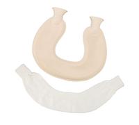 U Shaped Neck Hot Water Bag Double Knitted Insulation Rubber Warm Hot Water Bottle (Beige Cover)