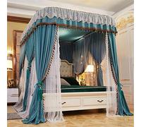U-shaped rail mosquito net, , bed curtain home 1.8m bed 1.5m bedroom bunk bed mantle, rail double layer elegant powder 2.0 * 2.2m bed-Rail double-layer gentleman blue_1.5 * 2.0m bed