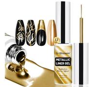 U-Shine Gold Metallic Painting Gel, 3D Mirror Effect Polish Nail Art | 3D Mirror Effect Gel Nail Polish, Painted Drawing Gel, Build in Thin Brush Soak Off Gel for Salon Home DIY Manicure