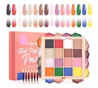 U-Shinein 10 palettes de poudre de pigment pour ongles, 16 couleurs, 100 éponges et 1 stylo, French Aura Nails Ombre Nail Pinceau à ongles DIY Accessoires