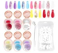 U-Shinein Cushion Gradient Painting Gel Kit, 6 couleurs Ombre Nails Aura Nails Full Coverage Precise Control of Each Dip 100 pièces Spong & Grabbing Pen Matte Effect Non-Wipe Long Lasting Soak Off UV