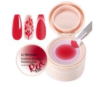 U-Shinein Cushion Gradient Painting Gel, Ombre Nails Aura Nails Full Coverage Precise Control of Each Dip Matte Effect Non-Wip Long Lasting French Manicure Soak Off UV LED DIY Nail Art Rouge