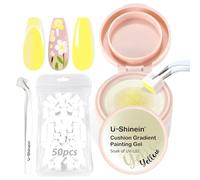 U-Shinein Cushion Gradient Painting Gel, Ombre Nails Aura Nails Full Coverage Precise Control of Each Dip 100 pcs Spong & Grabbing Pen Matte Effect Non-Wipe Long Lasting Soak Off UV LED, Set Yellow