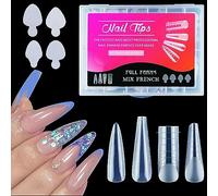 U-Shinein Formes d'ongles français autocollants formes d'ongles, 4 types d'autocollants pour ongles à la française, 4 types de formes d'extension d'ongles à double extrémité, 144Pcs