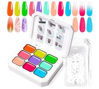 U-Shinein Gel de peinture dégradé, 9 couleurs Ombre vernis à ongles gel avec 100 pièces éponges à ongles & 4 pinces métalliques pour manucure française bricolage art des ongles, ensemble O