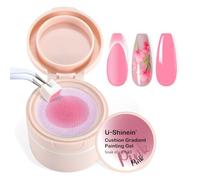 U-Shinein Gel de Peinture Gradient en Coussin, Ongles Ombre Aura Ongles Couverture Complète Contrôle Précis de Chaque Coup Longue Durée Manucure Française Dépose UV LED Nail Art DIY, Rose