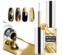 U-Shinein Gel de Peinture Métallique pour Nail Art 3D Effet Miroir, Dessin Peint à Tremper dans un Pinceau Fin, Soak Off pour Salon de Maison, Manucure DIY Doré