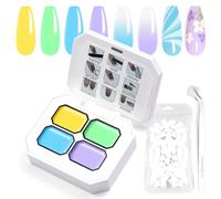 U-Shinein Gradient Painting Gel, 4 couleurs Ombre Gel Nail Polish with 50pcs Nail Sponges & 4 Claws Metal Grabber for French Manucure DIY Nail Art Set C