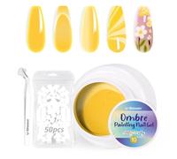U-Shinein Lot de vernis à ongles en gel ombré, peinture colorée, avec 50 éponges à ongles et 4 pinces à ongles en métal pour bricolage Nail Art #10 jaune