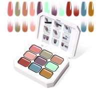 U-Shinein Peinture Gradient en Gel, Lot de 9 Couleurs Ombre Vernis à Ongles en Gel pour Ongles Ombre Aura, Manucure Française DIY Art des Ongles, Palette L